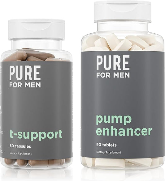 Pure for Men Peak Performance Pack | Support Strength, Energy, Endurance & Physical Activity | Stimulate Workouts with Ashwagandha & L-Arginine | 60 Capsules & Pump Enhancer, 90 Tablets
