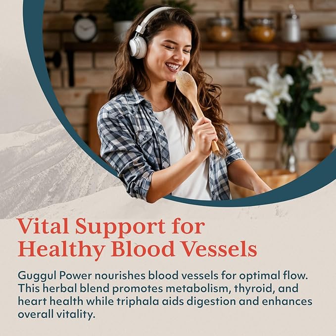 Ruved Guggul Power Herbal Supplement for Ayurvedic Cholesterol Support, Red Yeast Rice, Bergamot, Guggul, and Amla Supplement for Women and Men, 60 Vegetarian Capsules