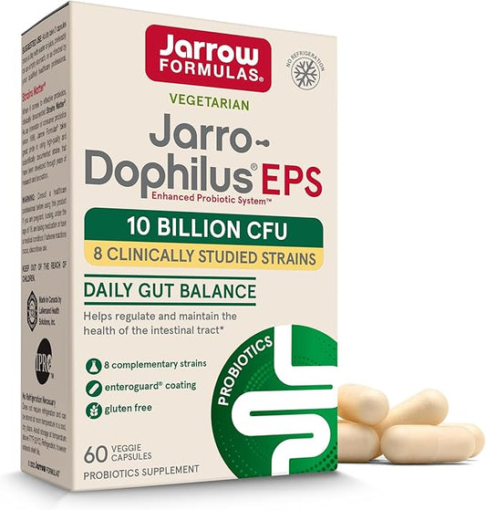 Jarrow Formulas Probiotics 10 Billion CFU - Probiotic Supplement Capsules for Gut Health for Women and Men, 60 Veggie Capsules, Up to 30 Days