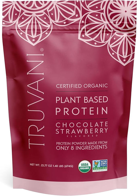 Truvani Vegan Pea Protein Powder | Chocolate Strawberry | 20g Organic Plant Based Protein | 20 Servings | Keto | Gluten & Dairy Free | Low Carb | No Added Sugar