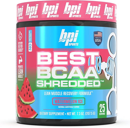 BPI Sports Best BCAA Shredded - Converts Fat to Energy - Weight Loss and Lean Muscle Support - Post-Workout Recovery - Watermelon Ice, 25 Servings, 275 g