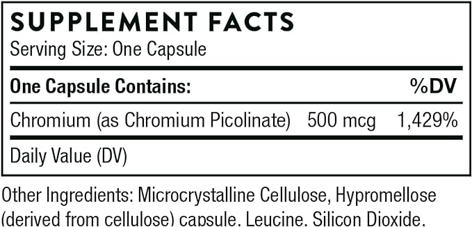 THORNE Chromium Picolinate - 500mg Chromium - 60 Capsules
