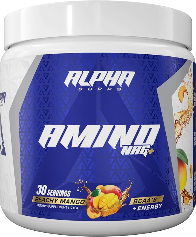 Amino NRG+ BCAA Amino & Energy Recovery Powder - Hydration Blend with Electrolytes - Focus Blend for Optimal Performance Support in Men & Women (30 Servings, Peachy Mango)