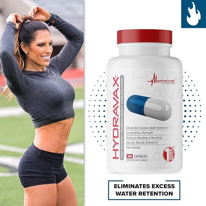 Metabolic Nutrition, Hydravax - Premium Diuretic Water Pills, Natural & Safe, Eliminates Water Retention, with Dandelion, Magnesium, Green Tea Extract, Cranberry Powder, 30 Capsules, 1 Dose Daily