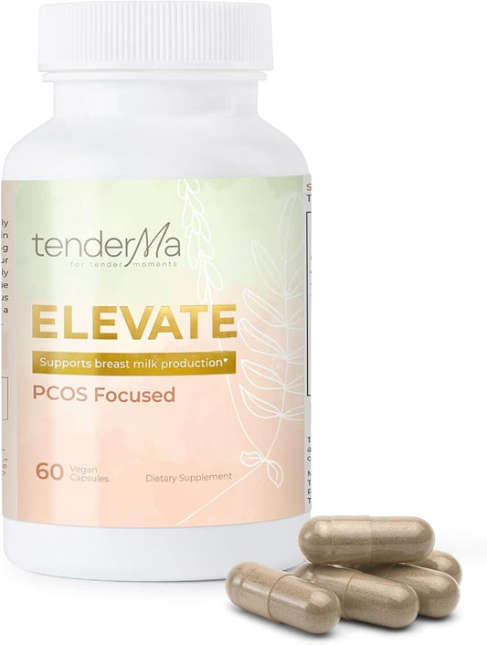 Elevate PCOS-Focused Lactation Support Supplement – Fenugreek-Free Breastfeeding Formula with Organic Goat’s Rue, Brewer’s Yeast, Lion’s Mane & Blessed Thistle – 60 Capsules