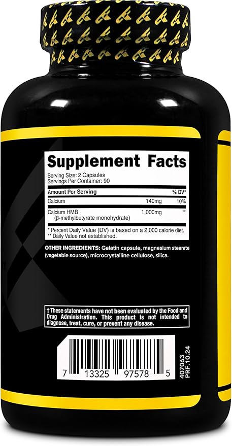 Primaforce HMB (Beta-Hydroxy Beta-Methylbutyrate) 1000mg, 180 Capsules (500mg Per Capsule) - Gluten Free and Non-GMO Supplement