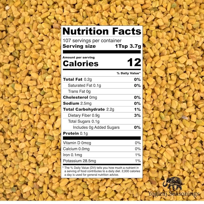 Yogiraj Seasonings Fenugreek Seeds, 7 oz, Whole Methi Seeds | Non-GMO & Gluten Free | 100% Natural Fenugreek Gluten Free & Non-Irradiated | Great for Indian Curry Seasonings