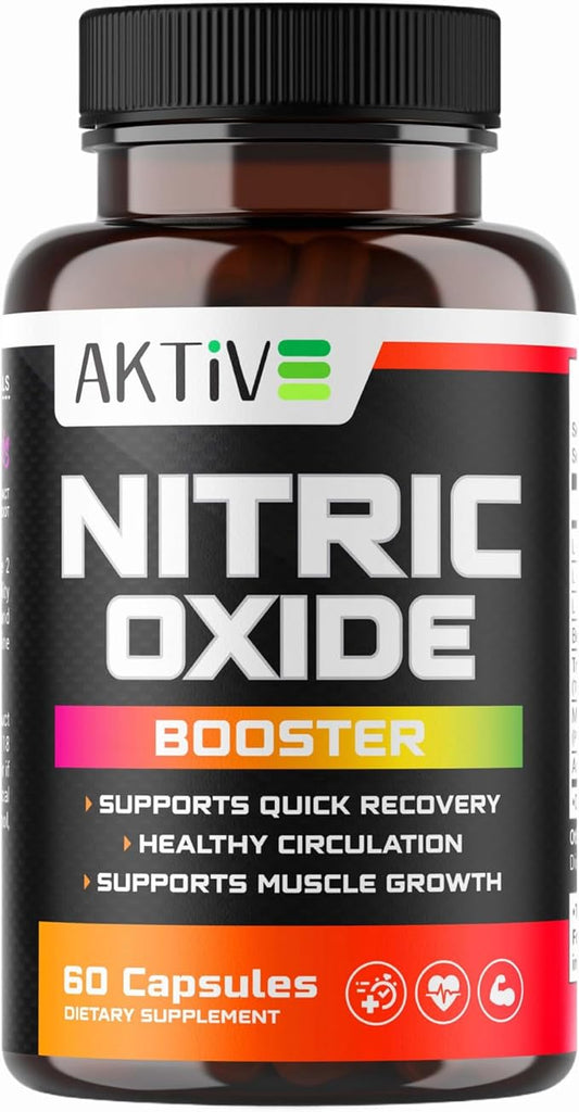 Nitric Oxide Booster Supplement with L-Arginine, L-Citrulline, and Ginseng Root – Enhance Blood Flow, Boost Energy & Stamina, Support Heart Health & Muscle Growth – 60 Capsules