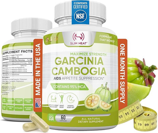 100% Pure Garcinia Cambogia Extract with 95% HCA - Manage Food Cravings - Best Carb Blocker for Women & Men - Max Strength Garcinia Cambogia Raw Diet Pills Made in USA - 60 Veggie Capsules