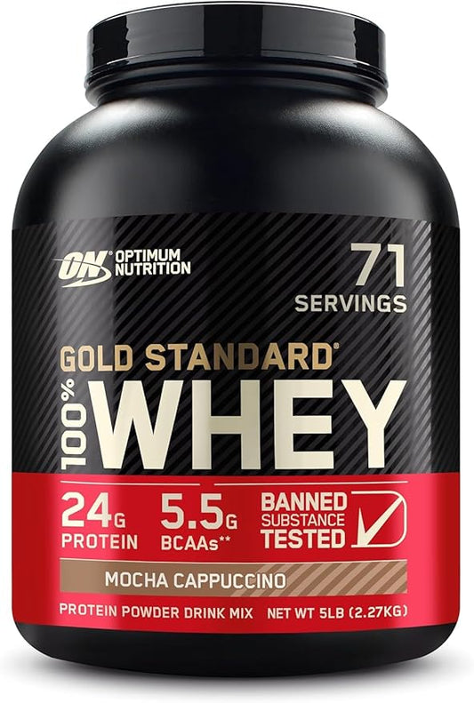 Optimum Nutrition Gold Standard 100% Whey Protein Powder, Mocha Cappuccino, 5 Pound (Packaging May Vary)