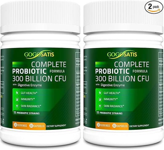 Probiotics for Women and Men, 300 Billion CFU 11 Strains, Acidophilus Probiotic Supplement with Organic Herbal & Digestive Enzymes Shelf Stable for Digestion & Immune Support 120 Count