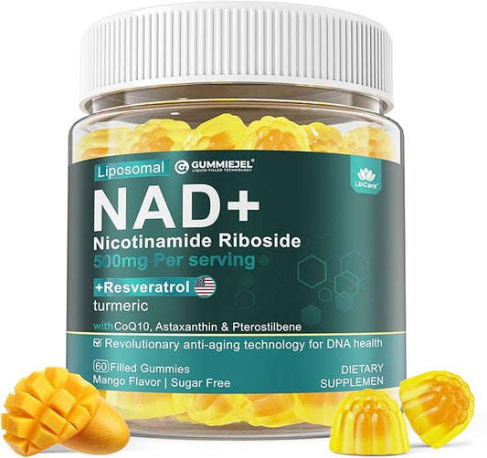 NAD+ Supplement for Women & Men,Nicotinamide Riboside 1000mg| Resveratrol,B3,CoQ10| Liposomal NMNH Supplement Alternative for Anti-Aging, Energy, Focus & Cell Regeneration,Sugar Free,MADE IN USA,60cts