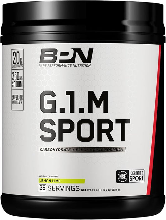 BARE PERFORMANCE NUTRITION, BPN G.1.M Go One More Sport, Endurance Training Fuel, Superior Carbohydrate & Electrolytes Powder Formula, Reduce Fatigue, Lemon Lime, 25 Servings