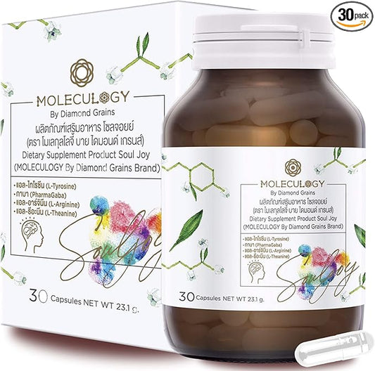 Soul Joy & Brain Booster - 30ct by MOLECULOGY Strengthens Cognitive Skills, Enhances-Focus & Boost-Concentration to Improve Memory Retention & Clarity with L-Tyrosin, GABA and More
