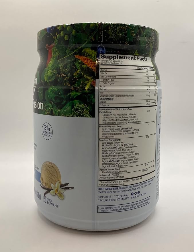 PlantFusion Complete Lean Plant Based Protein Powder - Prebiotic Fiber, Superfoods & Digestive Enzymes - Vegan, Gluten Free, Soy Free, Non-GMO - Chocolate Brownie 1 lb
