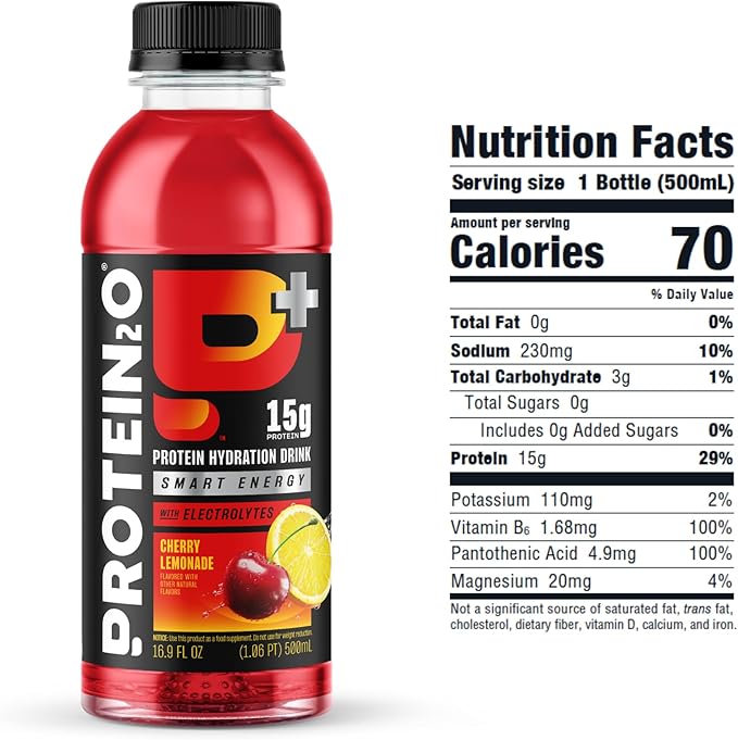Protein2o 15g Whey Protein Isolate Hydration Drink Plus Energy & Focus, 350mg of Electrolytes, Vitamins B5 & B6, Sugar Free, Energy Variety Pack, 16.9 oz Bottle (Pack of 12)