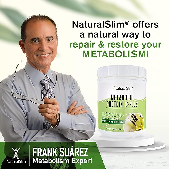 Naturalslim Protein Powder with Vitamins and Minerals Metabolic C-Plus - Meal Replacement Powder Fortified with Vitamin C, Zinc & Amino Acid - Vanilla Protein Powder 10 Servings 1.1 lb.