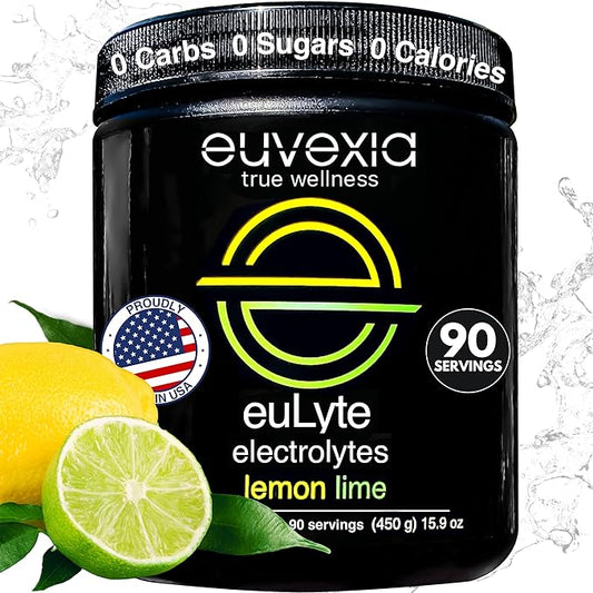 euLyte Electrolytes Powder No Sugar (90 Serv) Sodium Calcium Potassium Magnesium Trace Minerals Zinc Manganese Zero Sugar Free Hydration Drink Keto Fasting by Dr Sten Ekberg