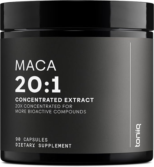 Maca Root - Ultra High Potency 20:1 Extract - Black, Red and Yellow Maca Complex - Single Origin, Wildcrafted & Highly Concentrated - Third-Party Lab Tested - 90 Capsules