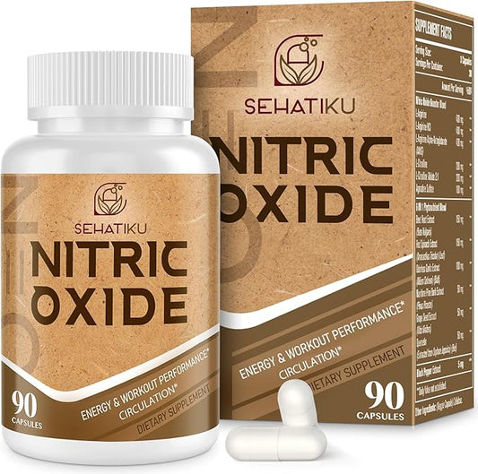 Nitric Oxide Supplement, Nitric Oxide Booster & 6-in-1 Phytonutrient Blend for Heart, Circulation, Immune - 90 Capsules (1 Bottle)