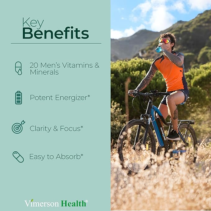 Multivitamin for Men - Daily Mens Multivitamins & Multiminerals with Vitamin D, Vitamin C, B12 Zinc, Iron. Essential Vitamins for Men - Energy, Focus, Stamina, Performance, Mens Health. 60 Liquid Caps