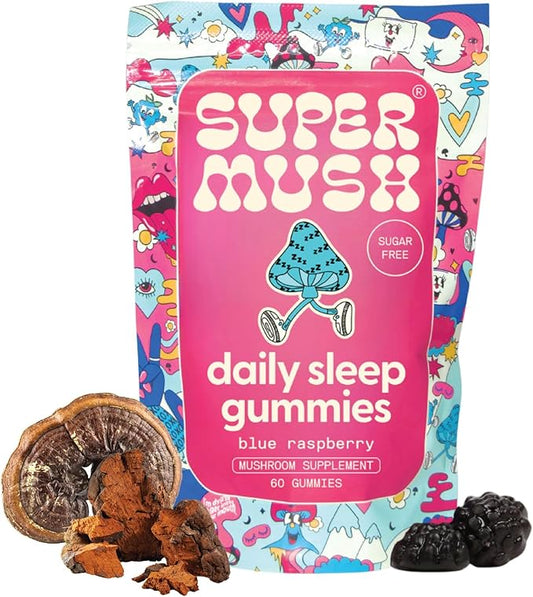 Sleep Gummies for Adults - Mushroom Supplement with Magnesium Citrate, L-Theanine, Chaga, Reishi & Chamomile for Deep Sleep, REM & Detox - Vegan & Sugar-Free - 60 Gummies (30 Servings)