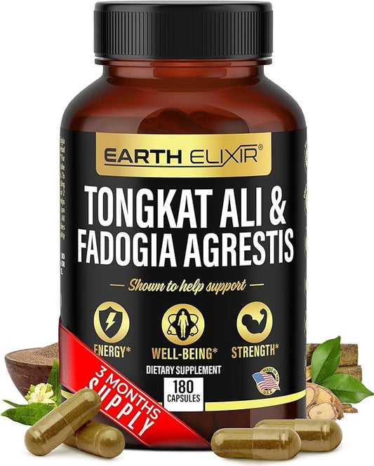 Fadogia Agrestis & Tongkat Ali for Men – Non-GMO, Pure 2-in-1 Tongkat Ali & Fadogia Agrestis for Men and Woman – Natural Energy, Hormonal & Fitness Support – 180 Longjack Capsules