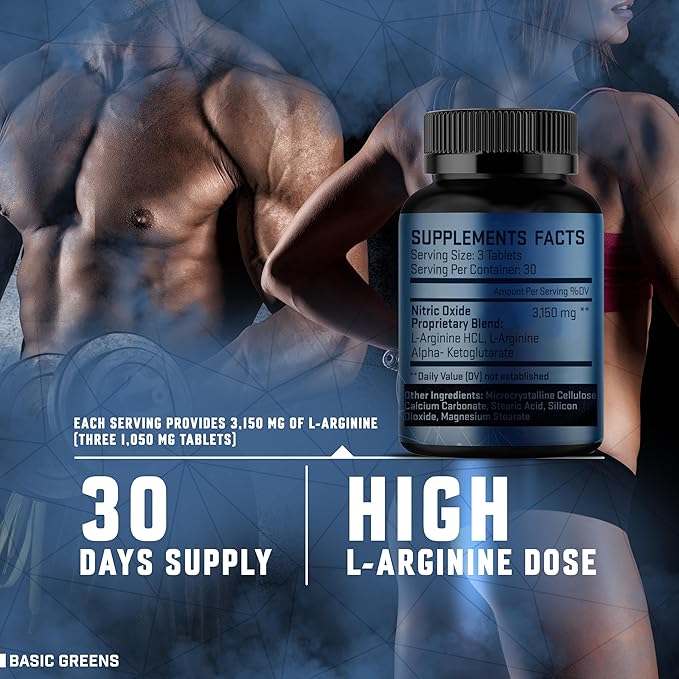 L Arginine 3,150mg (90 Capsules) - L-Arginine Supplement for Men and Women with Nitric Oxide Precursor, LArginine Supplement