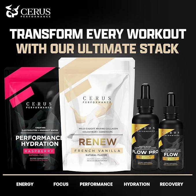Cerus Performance Renew Premium Athletic Blend – Enhance Performance, Boost Recovery, Support Joint Health & Stamina – Ideal for Athletes & Strength Trainers, 30 Servings