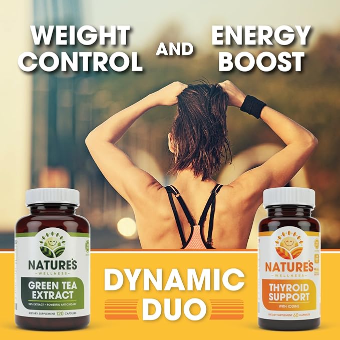 Green Tea Extract 98% Standardized with EGCG | Healthy Weight Support, Metabolism, Energy, Heart Health | Green Tea Capsules are Natural Caffeine Pills with Antioxidant & Free Radical Scavenger 1000mg