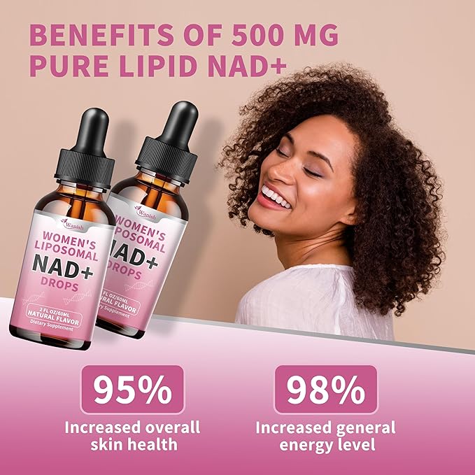 Liposomal NAD Supplements for Women, Pure 500mg NAD Nicotinamide - Cell Regeneration，Energy & Metabolism Support, Vegan,Sugar Free，Additives Free，4 Fl Oz
