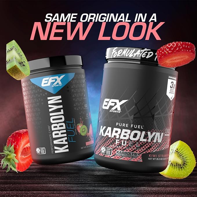 EFX Sports Karbolyn Fuel | Fast-Absorbing Carbohydrate Powder | Carb Load, Sustained Energy, Quick Recovery | Stimulant Free | 18 Servings (Kiwi Strawberry)