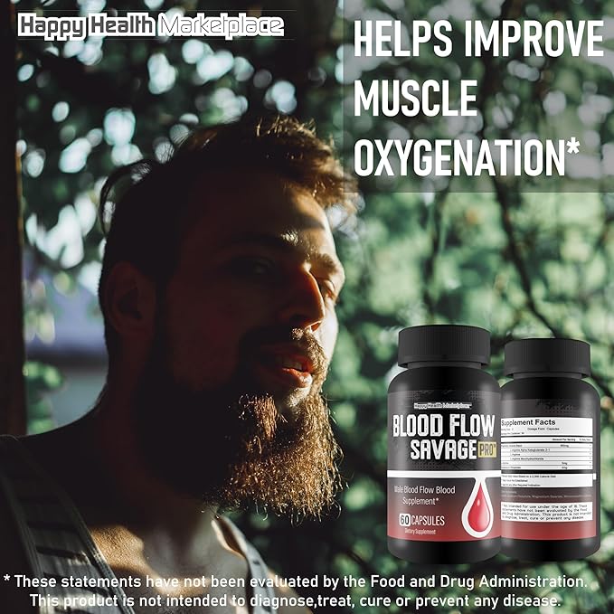 Blood Flow Savage Pro - Our Best Blood Flow Capsules - Healthy Blood Flow Natural Formula - Support Men Blood Flow Savage Grow Max Your Body Circulation - Mens Blood Flow Supplement Max Blood Flow