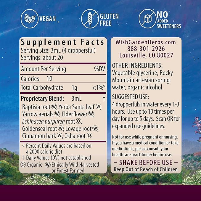 WishGarden Herbs Kick-Ass Immune Activator - Herbal Immunity Support Supplement for Adults, Plant-Based Immune Booster & Immune Defense w/Echinacea & Goldenseal, Rapid Immunity Boost Formula, 2oz
