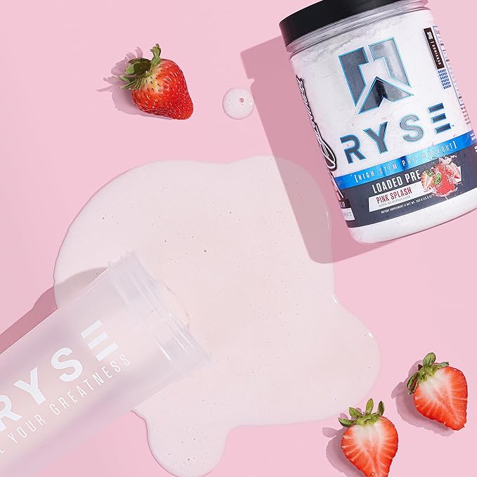 RYSE Loaded Pre Workout Powder - Pink Splash - Daily Pre-Workout for Men & Women with 390mg Caffeine, Beta Alanine, and Citrulline for Pump, Focus, and Energy - 30 Servings
