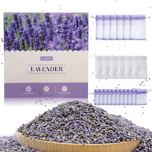 Dried Lavender Sachets for Drawers and Closets, Long-Lasting Air Freshener Bags (24 Bags), Home Fragrance Sachets for Wardrobes,Cars
