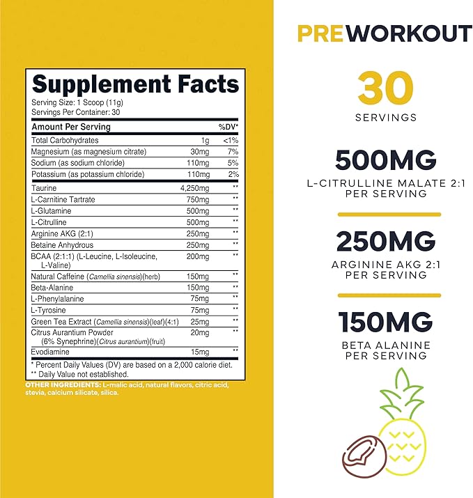 Type Zero Amino Burn Vegan BCAAs + Pre-Workout (Pina Colada Flavored)