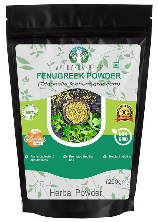 AYURVEDASHREE Fenugreek Seeds Powder 200 Gm I Trigonella foenum-graecum Sd. | Methi Powder | Spice Indian Cuisine | Hair Care | Improves Digestion