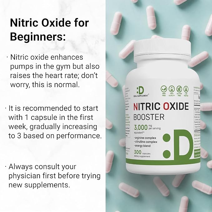 Nitric Oxide Booster 3,000mg Per Serving, 300 Capsules – 12 in 1 Nitric Oxide Supplement – Arginine & Citrulline Complex with Energy Blend – Marshmallow Root – Promotes Nutrient Flow to Muscles&Heart