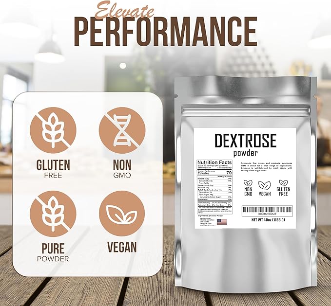 Bulk Dextrose Powder 5 lbs - Pure Carbs Unflavored - Good Source of Glucose and Carbohydrates - Food Grade Sugar for Brewing and Sausage Making - Pre Workout Ingredient