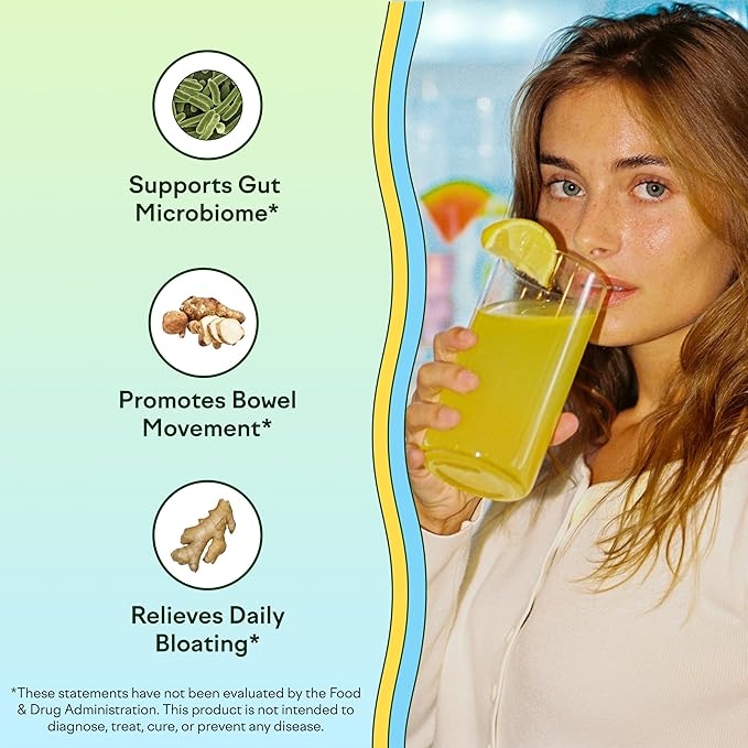 Feel Goods Gut Guardian, Organic Fiber, Probiotic & Prebiotic Powder, Sugar Free, Herbs for Bloat, Gut Health Support, Digestive Health for Men & Women, Non GMO, Vegan, Lemon Ginger, 30 Servings
