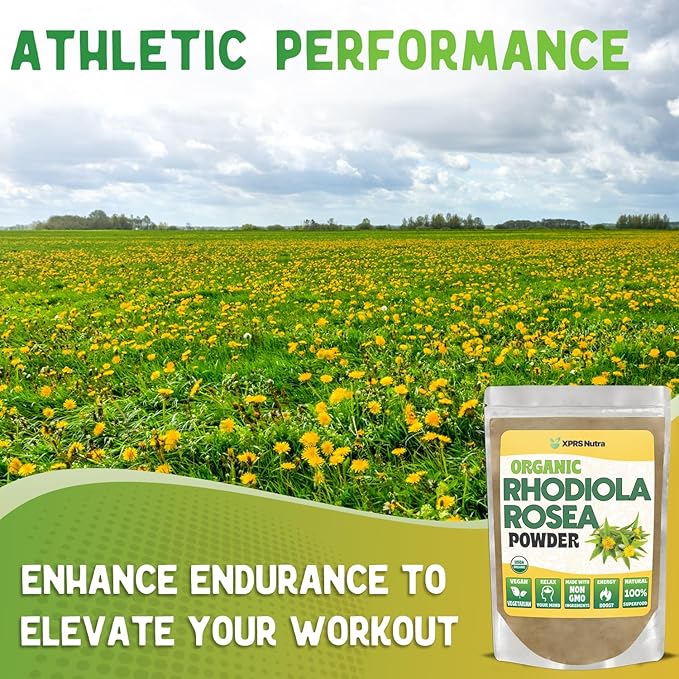 XPRS Nutra Organic Rhodiola Rosea Powder - Premium USDA Organic Rhodiola Powder for Cognition and Relaxation - Vegan Friendly Energy Booster (2 oz)