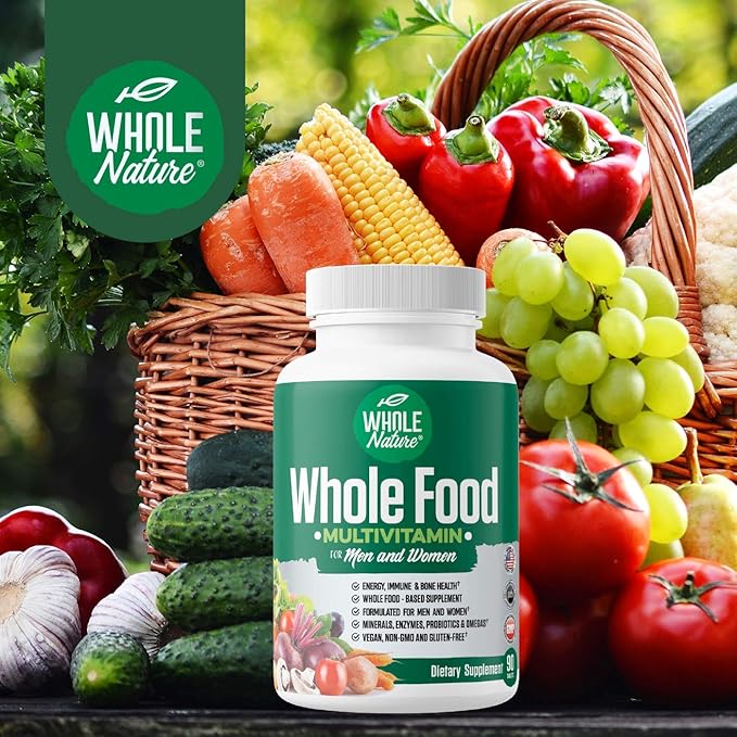 Whole Food Multivitamin for Men and Women Plus Liposomal Vitamin C High Absorption Vegan Capsules