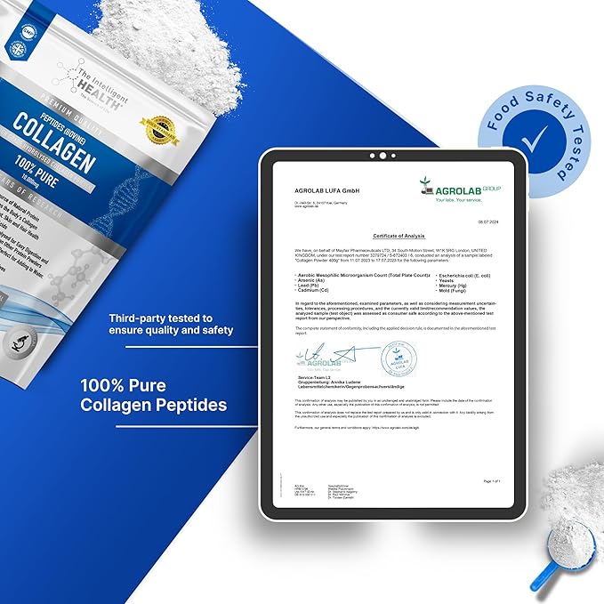 Hydrolyzed Collagen Peptides Powder, Grass Fed, High Protein, Unflavored, Gluten-Free, Paleo & Keto Friendly, 10g per Serving (1kg) Supports Skin, Hair, Nails, Joints, & Bones