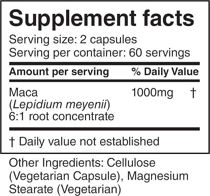 Peruvian Maca Root Powder Capsules for Men and Women with Organic Black Maca, Red Maca, Yellow Maca Root Extract Capsules, Gelatinized 2000 mg Per Day, Lepidium Meyenii, Peruvian Ginseng, Vegan Pills