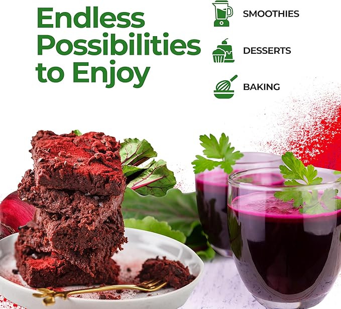 Feelgood Superfoods Fortified Organic Beetroot Powder - Nitric Oxide Booster for Cooking and Smoothies - Pure Beets with 10:1 Beet Root Extract - Supports Cardiovascular and Circulatory Health - 7 oz