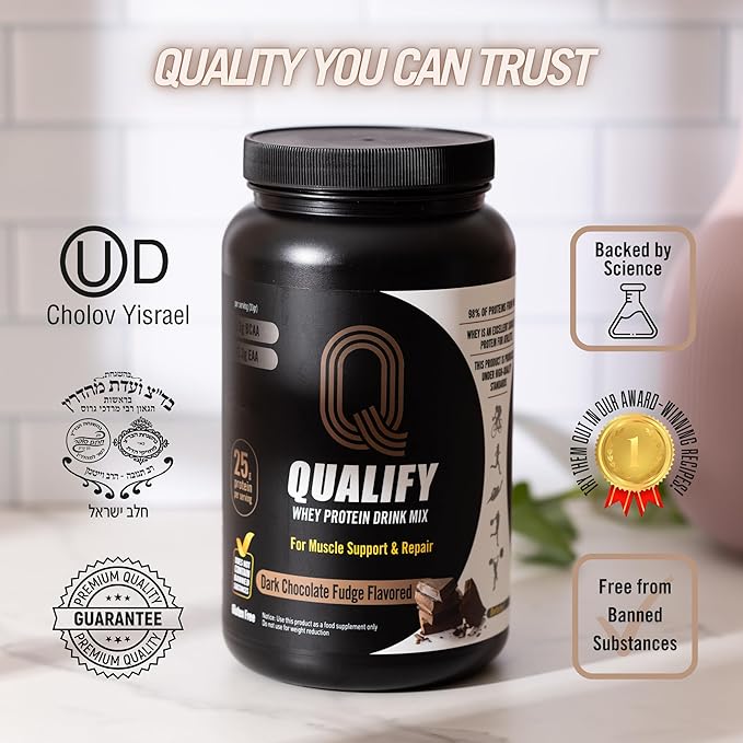 Dark Chocolate Whey Protein Powder. Post Workout Recovery Drink, Gluten & Sugar Free, Highly Kosher, 25g Protein. Essential Amino Acids - 5.5g BCAA, 2.7g Leucine, 1.4g Isoleucine, 1.4g Valine 1.65lb