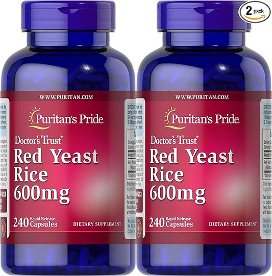 Puritan's Pride Doctors Trust Red Yeast Rice 600mg, Dietary Supplement, 240 Rapid Release Capsules, 2 Pack