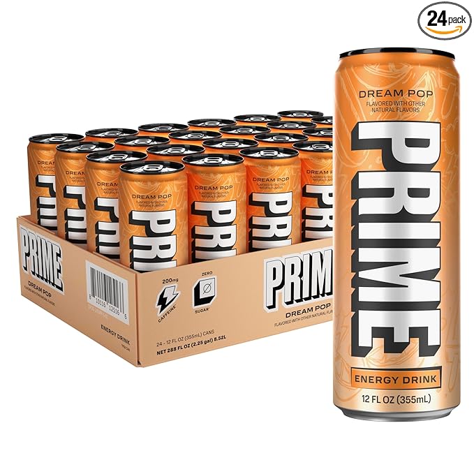 PRIME Energy DREAM POP | Zero Sugar Energy Drink | Preworkout Energy | 200mg Caffeine with 355mg of Electrolytes and Coconut Water for Hydration| Vegan | Gluten Free |12 Fluid Ounce | 24 Pack