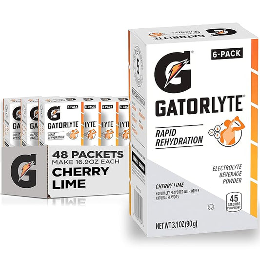 Gatorade Gatorlyte Powder, Cherry Lime, Makes 16.9 Fl Oz (Pack of 48)